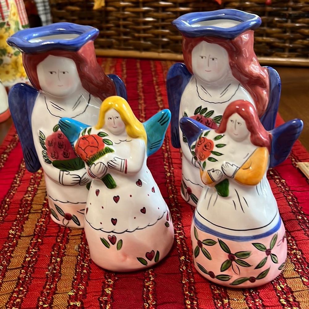 Russ Berrie Collectables - 2 Vases & 2 Figurines EUC